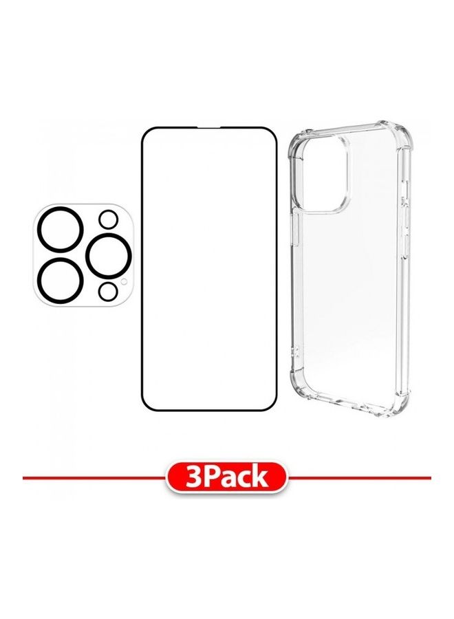 مارجون مجموعة من 3 قطع لاصقة حماية ثلاثية الأبعاد للشاشة من زجاج غوريلا وغطاء حماية وواقية للعدسة لهاتف آيفون 13 برو ماكس شفاف - Image 2