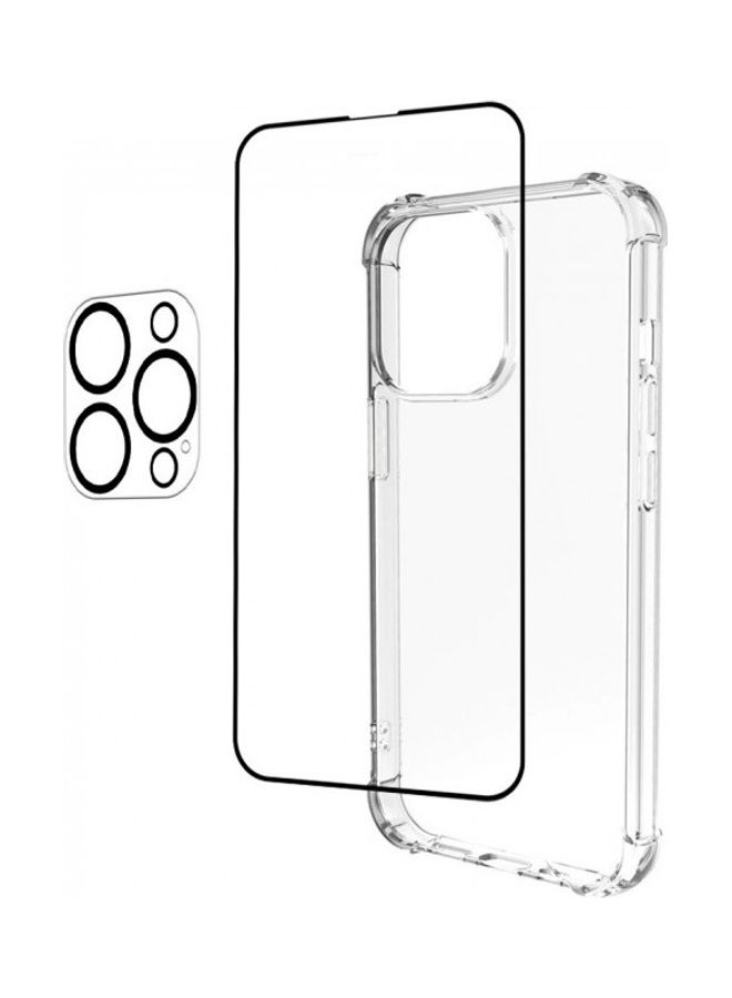 مارجون مجموعة من 3 قطع لاصقة حماية ثلاثية الأبعاد للشاشة من زجاج غوريلا وغطاء حماية وواقية للعدسة لهاتف آيفون 13 برو ماكس شفاف - Image 3