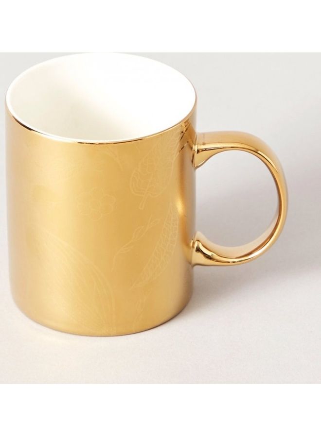 مج مزين بطبعة أوراق شجر ومزود بمقبض ذهبي 9.3x8x7.8سم - Image 4