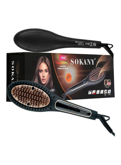 BR-1030i Thermal Hair Straightening Brush For Salon Level Hair Straightening Black
