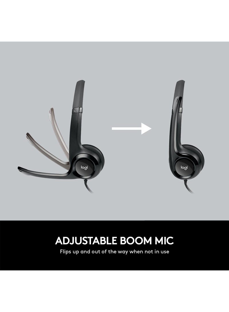 Logitech - H390 Wired Headset, Stereo Headphones With Noise-Cancelling Microphone, USB, In-Line Controls, PC/Mac/Laptop Black - Image 1