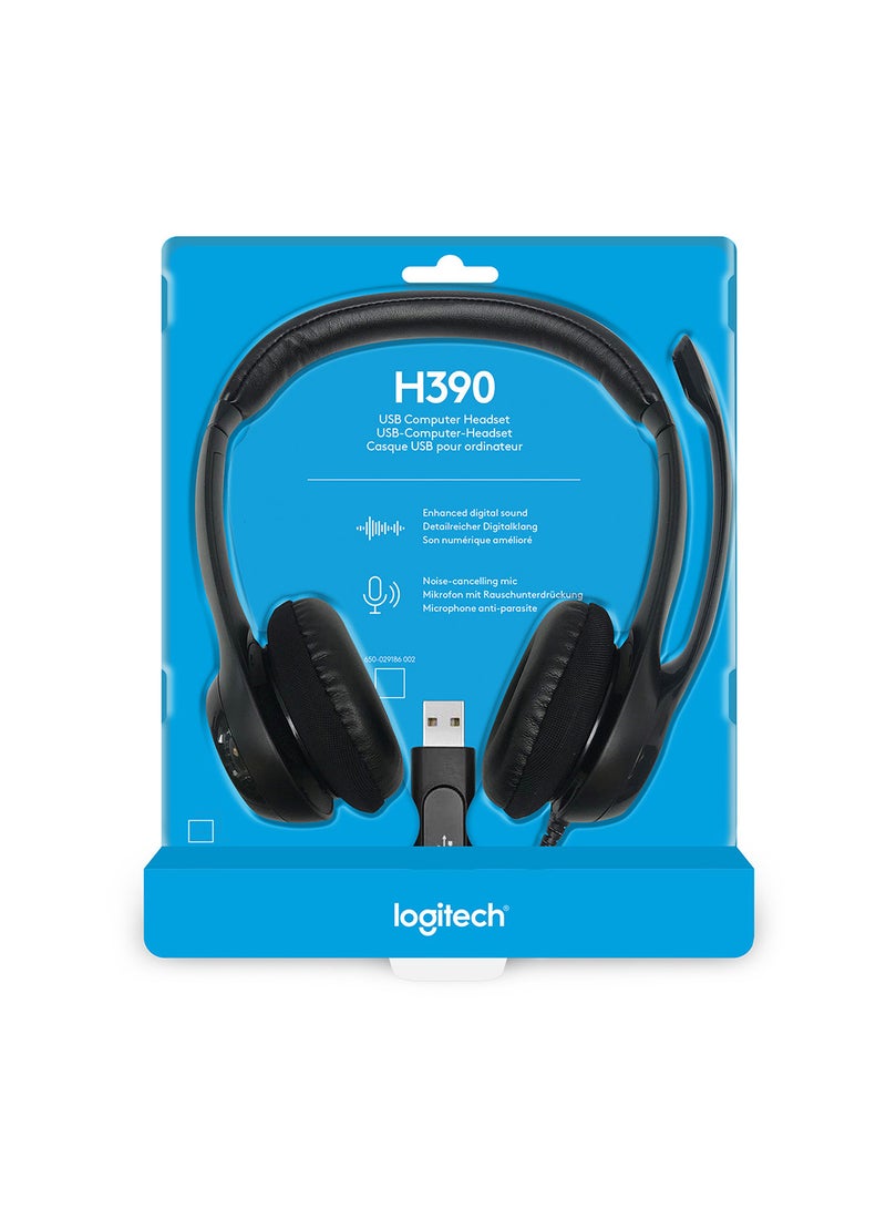 Logitech - H390 Wired Headset, Stereo Headphones With Noise-Cancelling Microphone, USB, In-Line Controls, PC/Mac/Laptop Black - Image 1