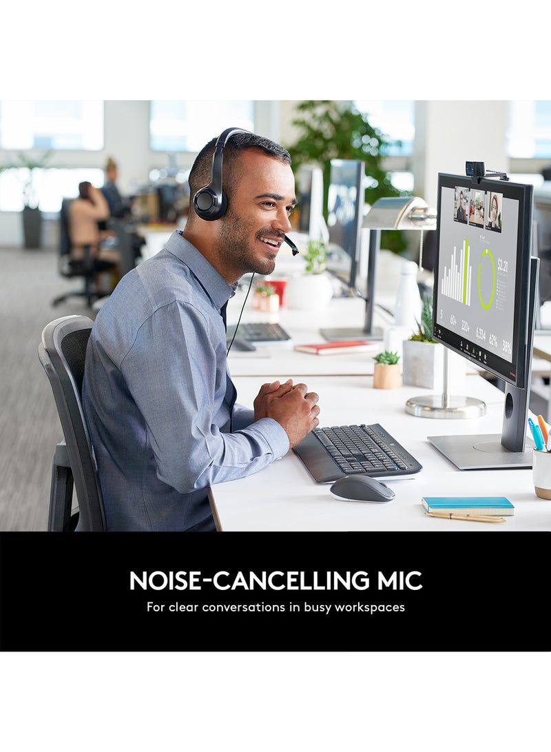 Logitech - H390 Wired Headset, Stereo Headphones With Noise-Cancelling Microphone, USB, In-Line Controls, PC/Mac/Laptop Black - Image 1