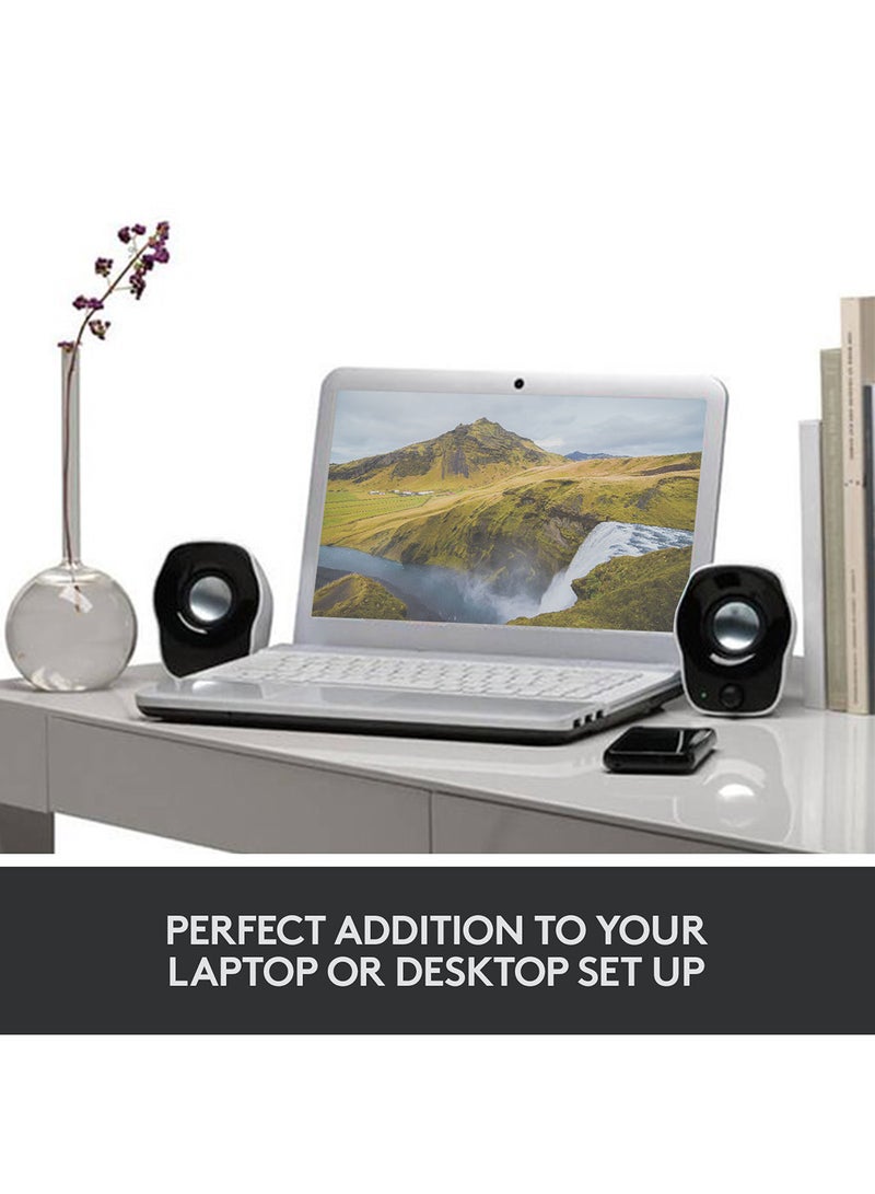 Logitech - Z120 Compact PC Stereo Speakers, 3.5mm Audio Input, USB Powered, Integrated Controls, Cable Management Solution, Computer/Smartphone/Tablet/Music Player White - Image 1