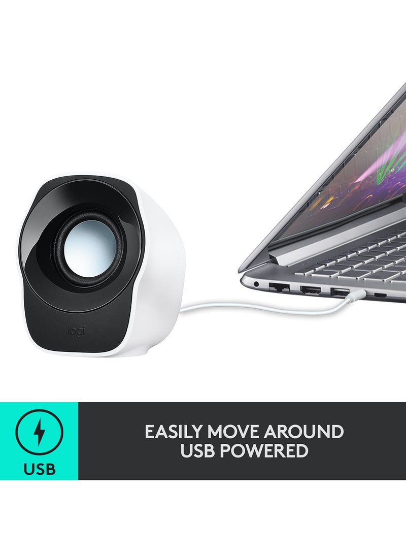 Logitech - Z120 Compact PC Stereo Speakers, 3.5mm Audio Input, USB Powered, Integrated Controls, Cable Management Solution, Computer/Smartphone/Tablet/Music Player White - Image 1