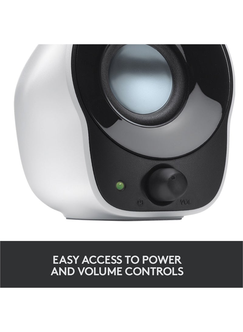 Logitech - Z120 Compact PC Stereo Speakers, 3.5mm Audio Input, USB Powered, Integrated Controls, Cable Management Solution, Computer/Smartphone/Tablet/Music Player White - Image 1