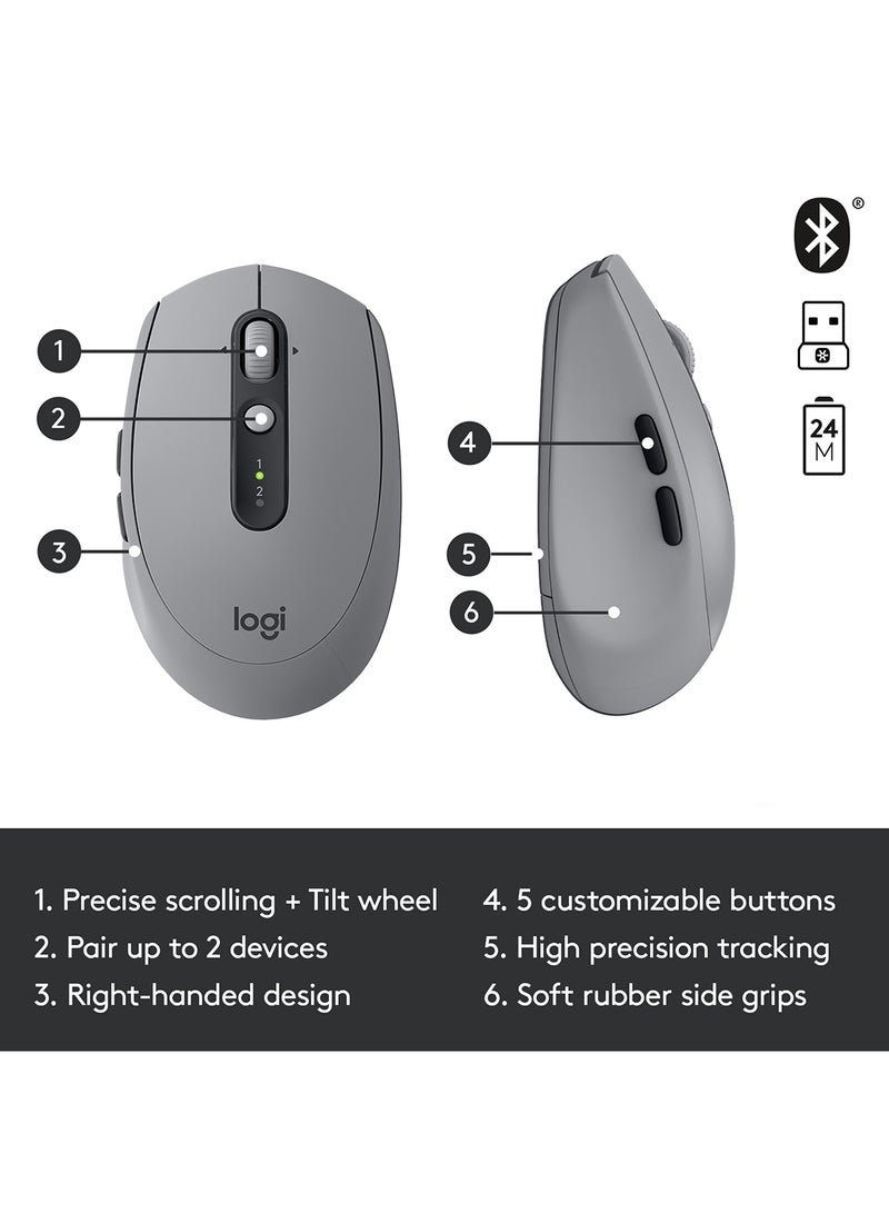 Logitech - M590 Silent Wireless Mouse With USB Unifying Receiver Grey - Image 1