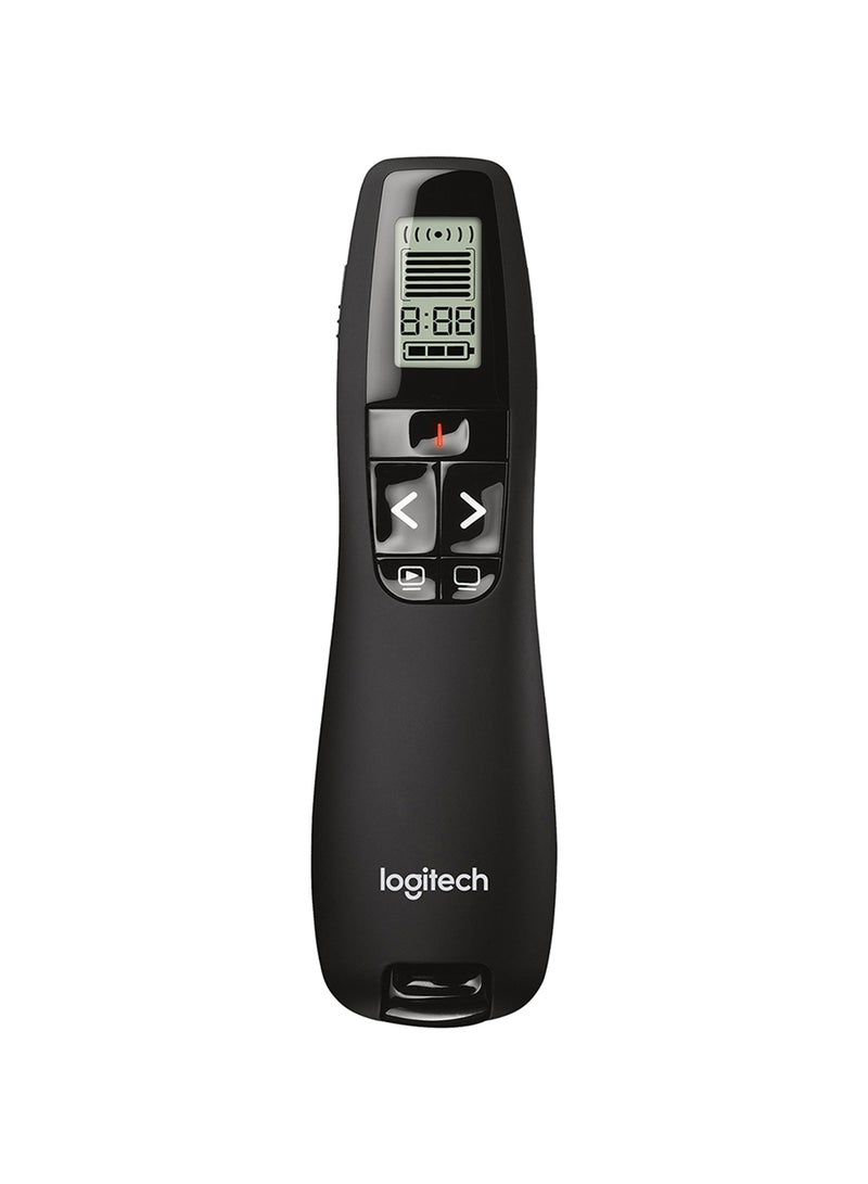 Logitech - R700 Wireless Presentation Remote, 2.4 GHz With Nano USB-Receiver, Red Laser Pointer, Slideshow Buttons, 30-Meter Operating Range, LCD-Display for Time Tracking, 6 Buttons, for PC Black - Image 1