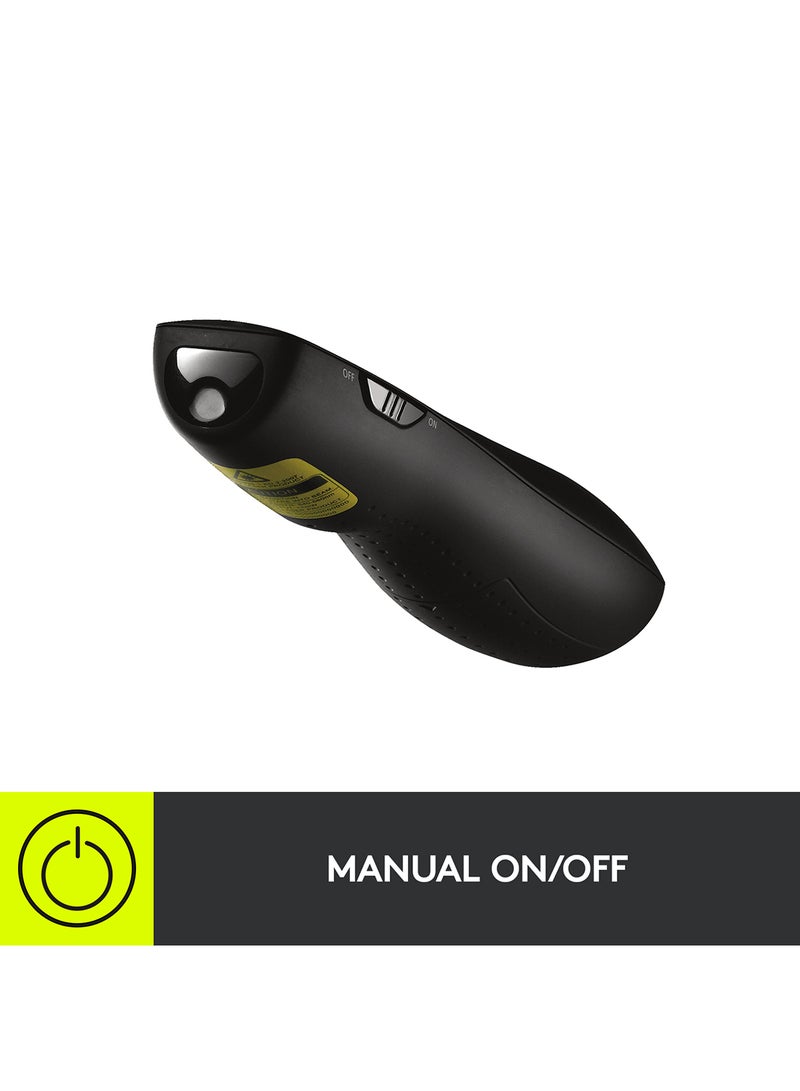 Logitech - R700 Wireless Presentation Remote, 2.4 GHz With Nano USB-Receiver, Red Laser Pointer, Slideshow Buttons, 30-Meter Operating Range, LCD-Display for Time Tracking, 6 Buttons, for PC Black - Image 1
