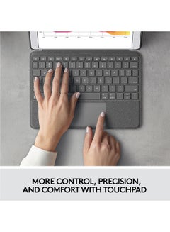 Logitech Combo Touch for iPad (7th Gen ), Keyboard Case With Trackpad, Wireless Detachable Keyboard, Soft Slim Cover, Adjustable Stand Graphite  - Image 3