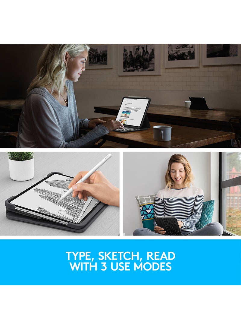 Logitech Folio Pro Backlit Bluetooth Keyboard Case for iPad Pro 12.9-inch (3rd and 4th gen) -UK English (Qwerty) - Graphite  - Image 4