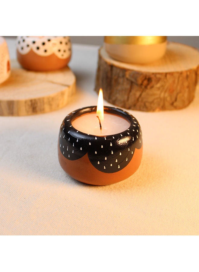 فاني بوت شمعة معطرة في وعاء مصنوع يدويا من الفخار أسود 5x7سم