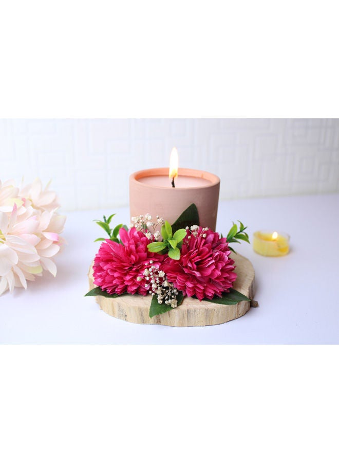 Master  Pieces Of  Rose And Scented Candle Wooden 11x12cm
