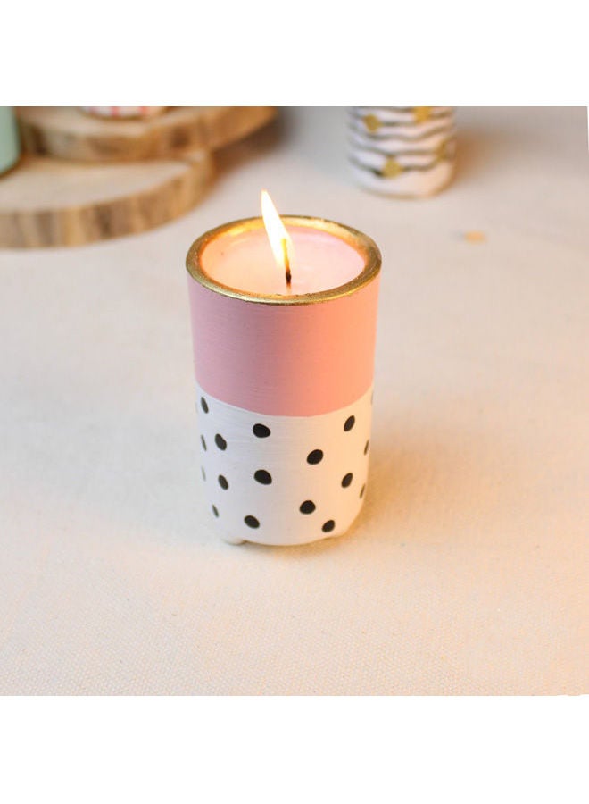 Funny Pot Handmade Pottery Pot& Scented Candle Pink&White 8x5cm 