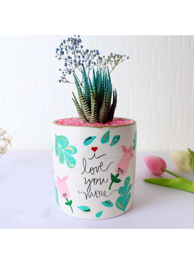 أصيص من الفخار لزراعة الصبار الطبيعي أوف وايت 18x11سم