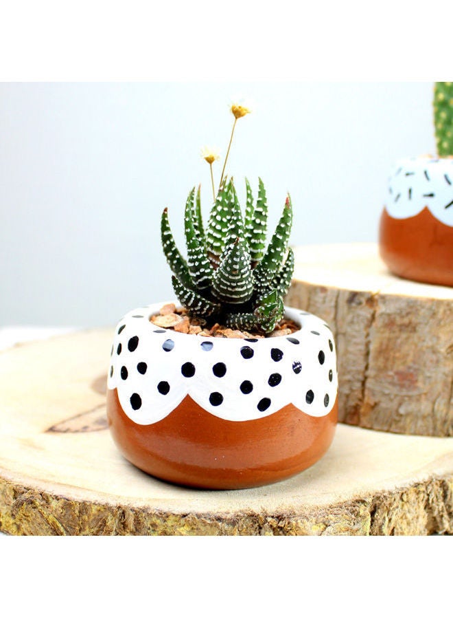 Cactus Pottery Pot(Donuts) Off White 5x7cm