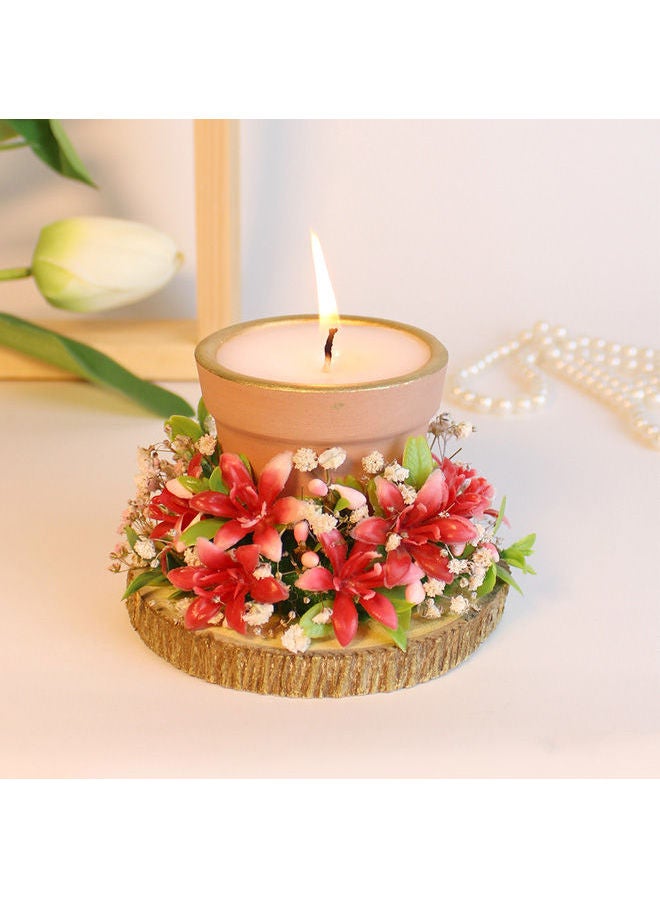 Master  Pieces Of  Rose And Scented Candle Wooden 10x10cm