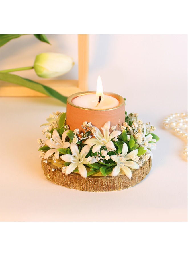 Master  Pieces Of  Rose And Scented Candle Wooden 5x7cm