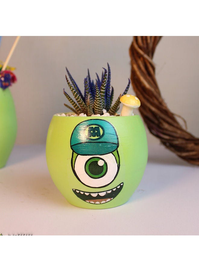 Natural Cactus Pootery Pot Green 16x9cm