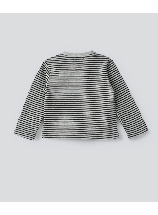 JAM Striped Printed Knit Long Sleeve T-Shirt Black/Grey - Image 2
