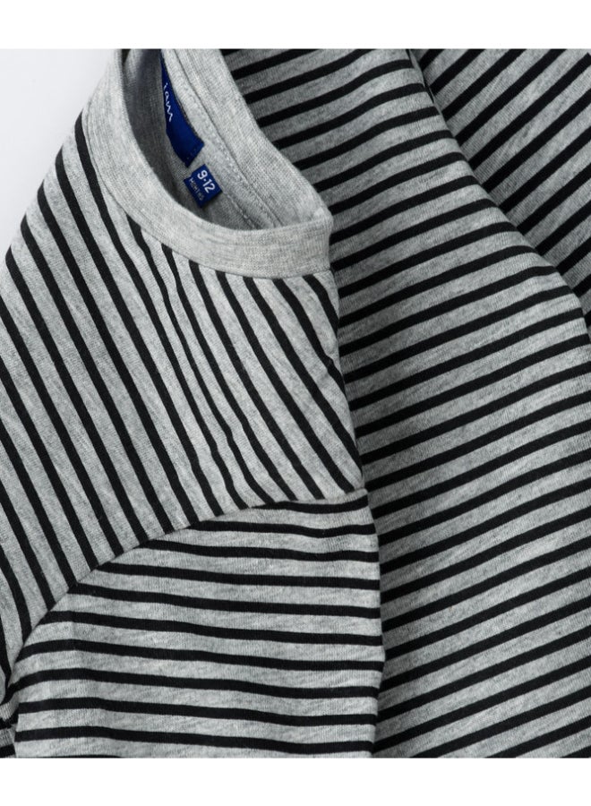 JAM Striped Printed Knit Long Sleeve T-Shirt Black/Grey - Image 4