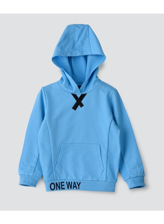 JAM Printed Pocket Detailed Hoodie Light Blue - Image 1