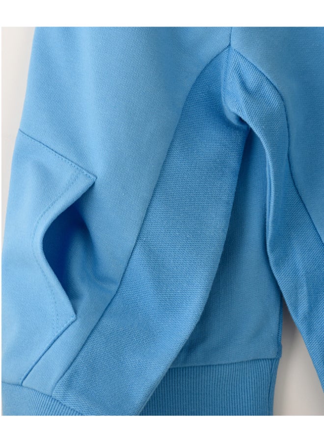 JAM Printed Pocket Detailed Hoodie Light Blue - Image 4