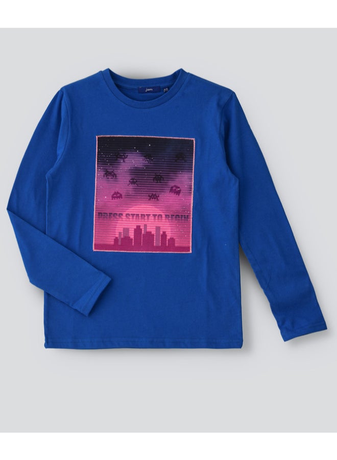 JAM Printed Long Sleeve T-Shirt Royal Blue - Image 1