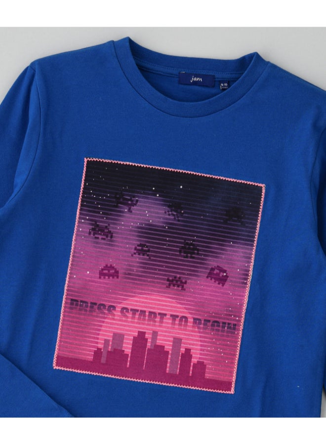 JAM Printed Long Sleeve T-Shirt Royal Blue - Image 3