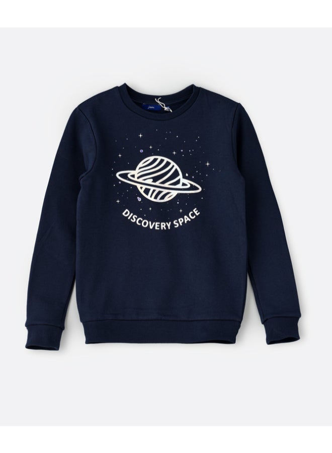 JAM Printed Knit Sweatshirt Navy Blue - Image 1