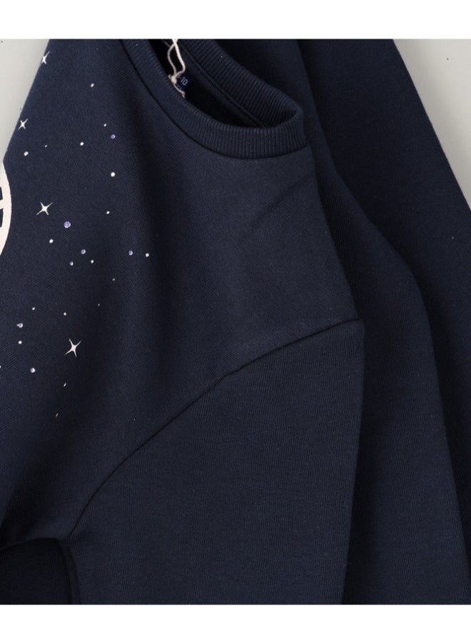 JAM Printed Knit Sweatshirt Navy Blue - Image 4