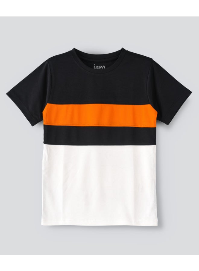 JAM Round Neck Knit T-Shirt Black/White - Image 1