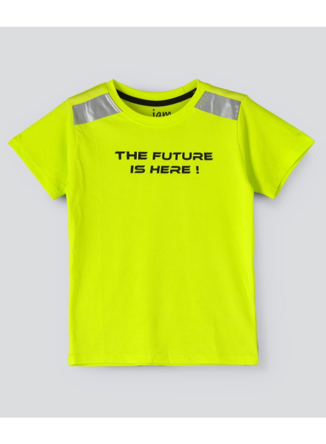 JAM Casual Round Neck Knit T-Shirt Neon Green - Image 1