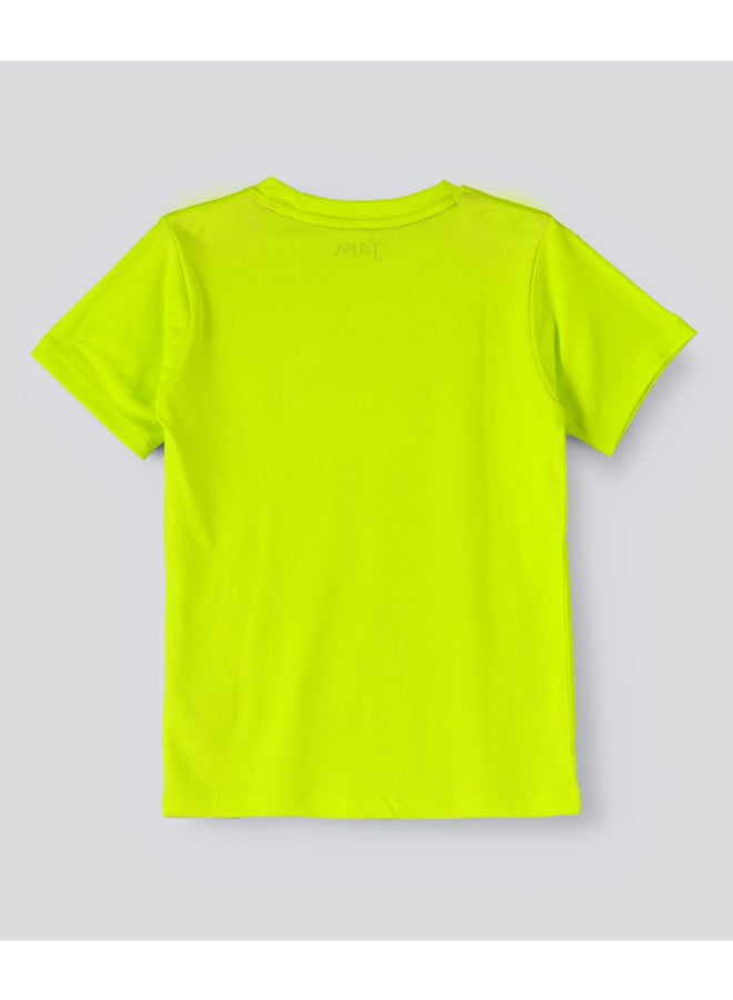 JAM Casual Round Neck Knit T-Shirt Neon Green - Image 2