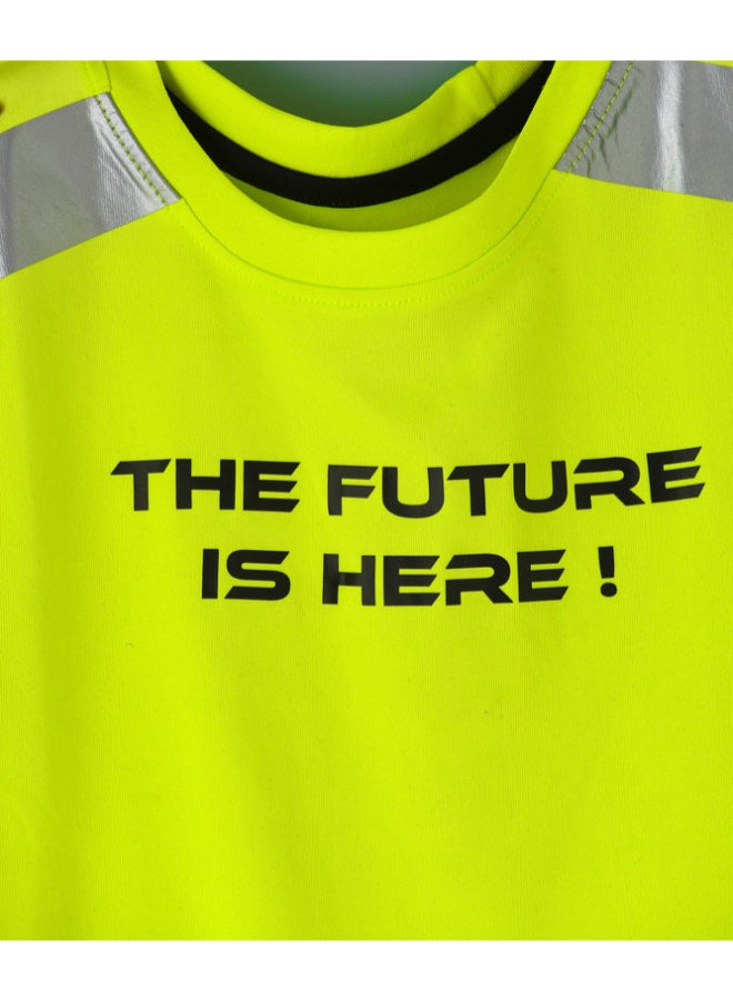 JAM Casual Round Neck Knit T-Shirt Neon Green - Image 3