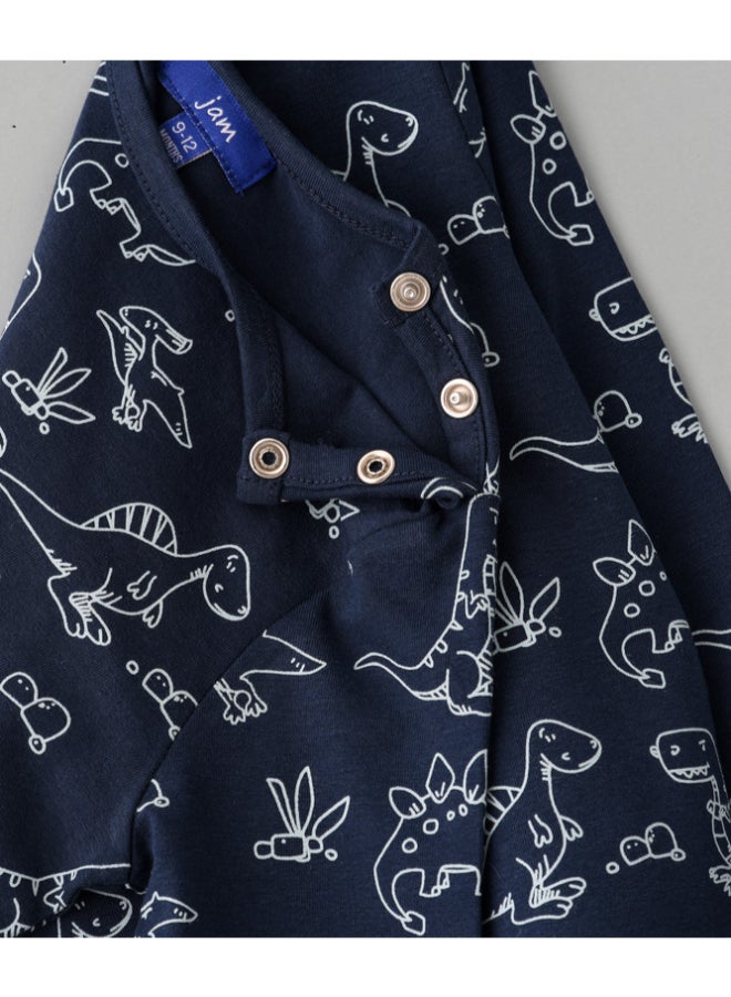 JAM Printed Long Sleeve Knit T-Shirt Navy Blue - Image 3