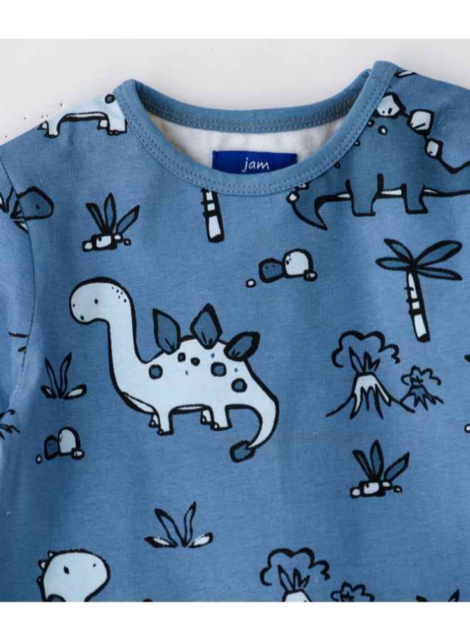 JAM Printed Long Sleeve T-Shirt Blue - Image 3