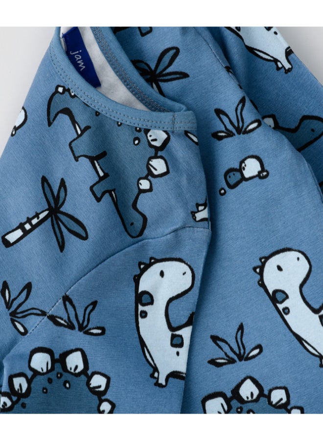 JAM Printed Long Sleeve T-Shirt Blue - Image 4