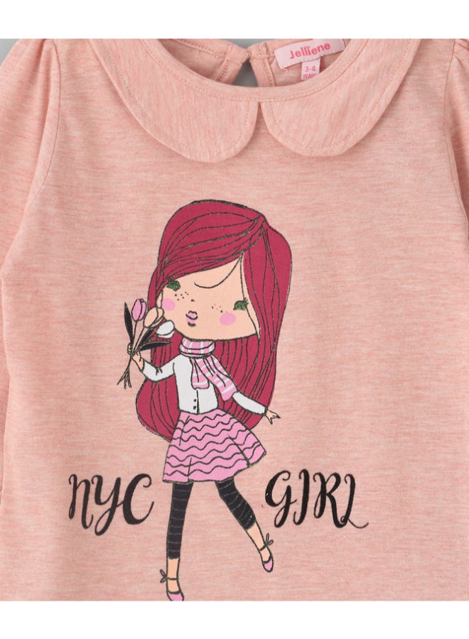 جيلين تيشيرت بأكمام طويلة مطبوع زهري فاتح - Image 3