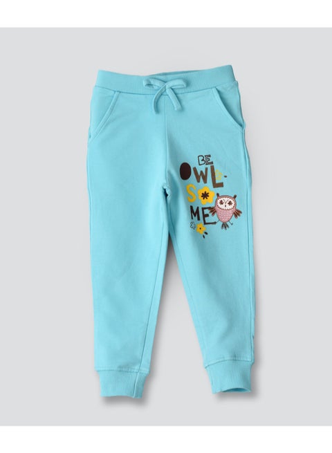 Knit Printed Joggers Light Blue