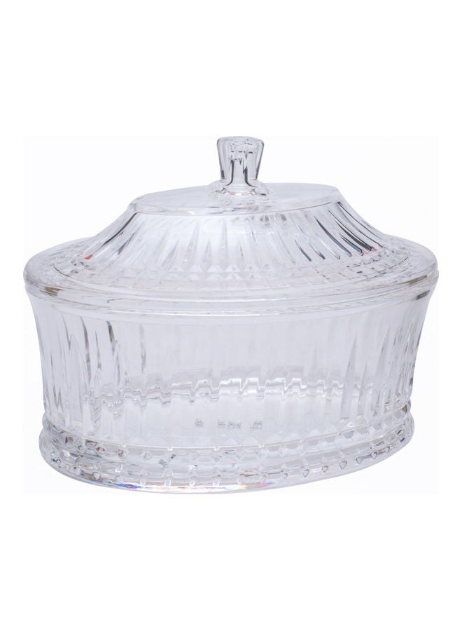 AZAD - Tableware Oval Candy Bowl With Lid Clear 13x9cm - Image 1