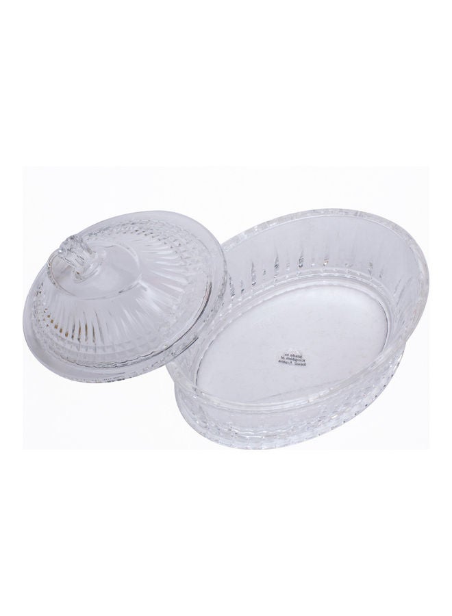 AZAD - Tableware Oval Candy Bowl With Lid Clear 13x9cm - Image 1