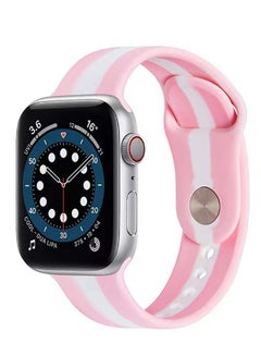 Replacement Watch Band 3/2/1 42mm For Apple Watch Series 7/6/SE/5/4 44mm Pink/ White
