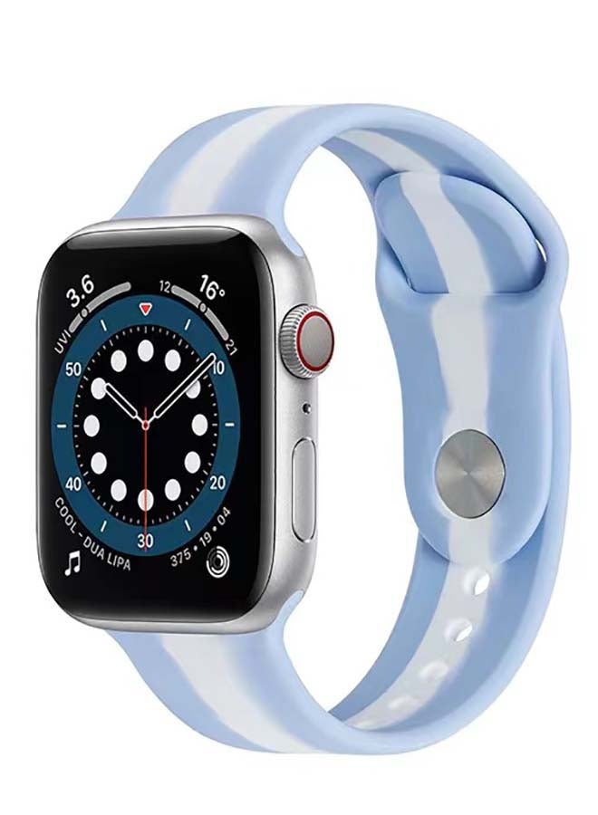 Theodor Replacement Watch Band 3/2/1 42mm For Apple Watch Series 7/6/SE/5/4 44mm Blue/ White  - Image 1