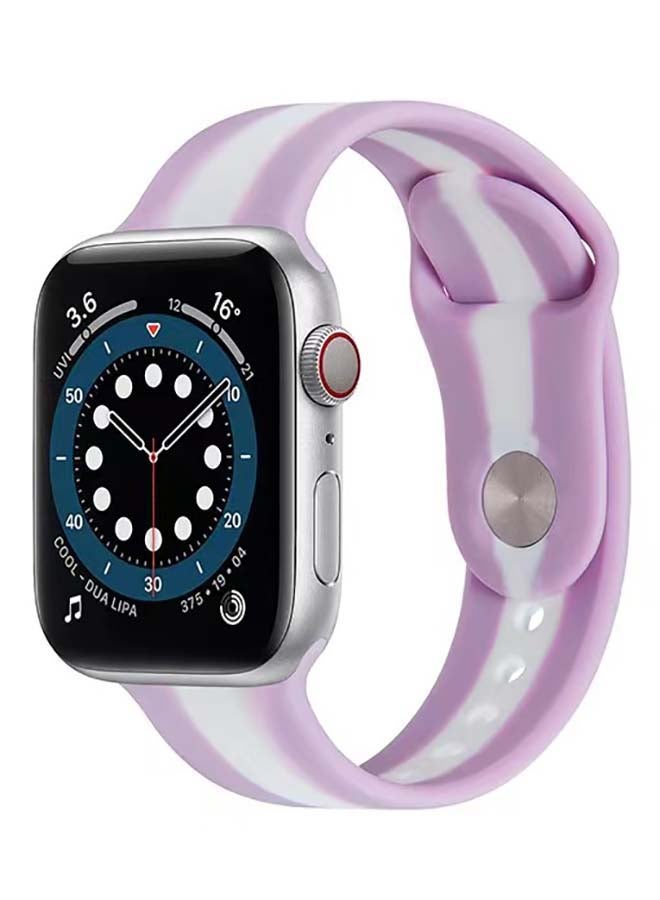 Theodor Replacement Watch Band 3/2/1 42mm For Apple Watch Series 7/6/SE/5/4 44mm Violet/ White  - Image 1