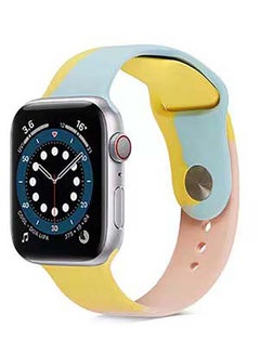 Replacement Watch Band 3/2/1 42mm For Apple Watch Series 7/6/SE/5/4 44mm Teal/ Yellow/ Pink