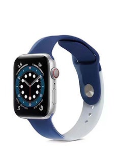 Replacement Watch Band 3/2/1 42mm For Apple Watch Series 7/6/SE/5/4 44mm Blue/ White