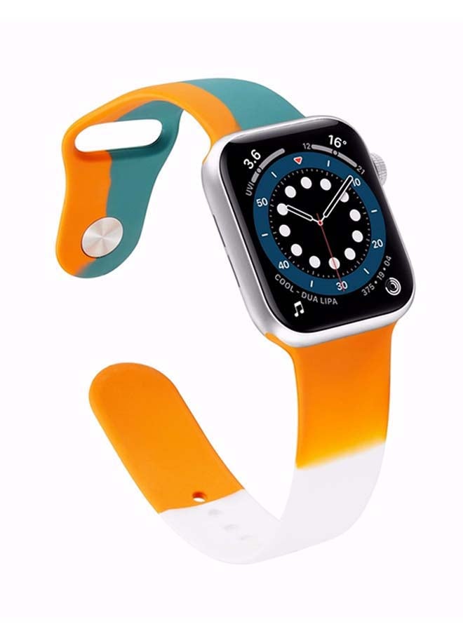 Theodor - Replacement Watch Band 3/2/1 42mm For Apple Watch Series 7/6/SE/5/4 44mm Teal/ Orange/ White - Image 1