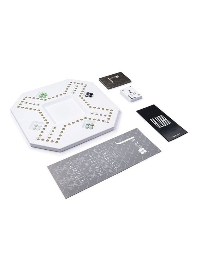 جاكارو ذا أوريجينال لعبة لوحية قابلة للطي من الجلد الأبيض مناسبة لأربعة لاعبين مع بطاقات ورخام، لعمر 12 سنة فما فوق - Image 2