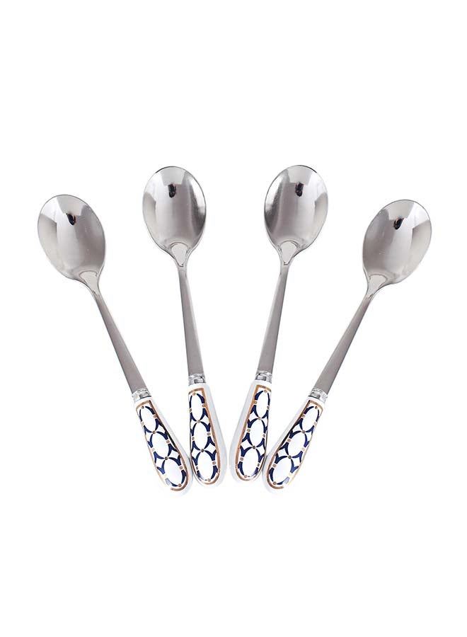 4-Piece Coffee And Tea Spoon With Handle Silver 13.2x2.3x1cm